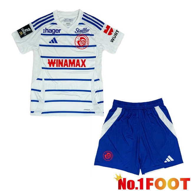 RC Strasbourg Alsace Kids Away Soccer Jersey White 2024/2025