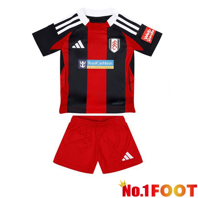 Fulham FC Kids Away Soccer Jersey Red Black 2024/2025