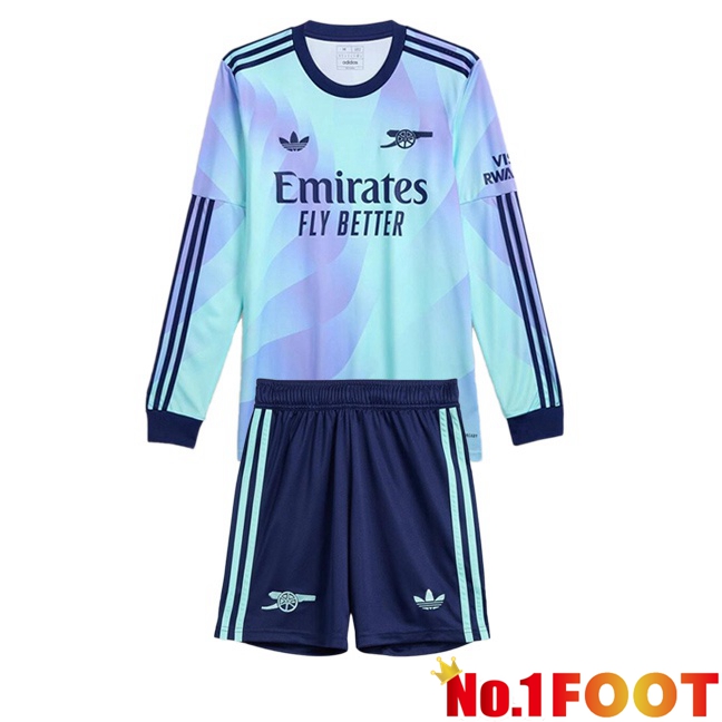 Arsenal Kids Third Soccer Jersey Long sleeve Blue 2024/2025