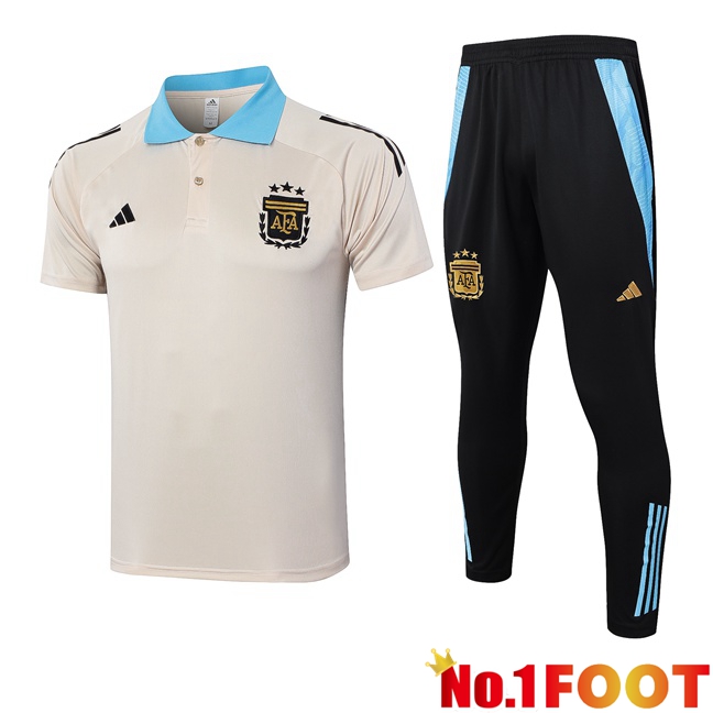 Argentina Soccer Polo + Training Pants Yellow 2024/2025 - Click Image to Close