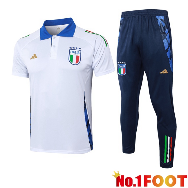 Italy Soccer Polo + Training Pants White 2024/2025