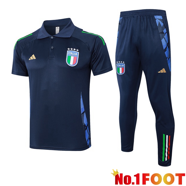 Italy Soccer Polo + Training Pants Blue Royal 2024/2025 - Click Image to Close