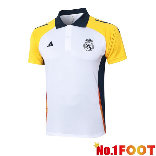 Real Madrid Soccer Polo White Yellow 2024/2025