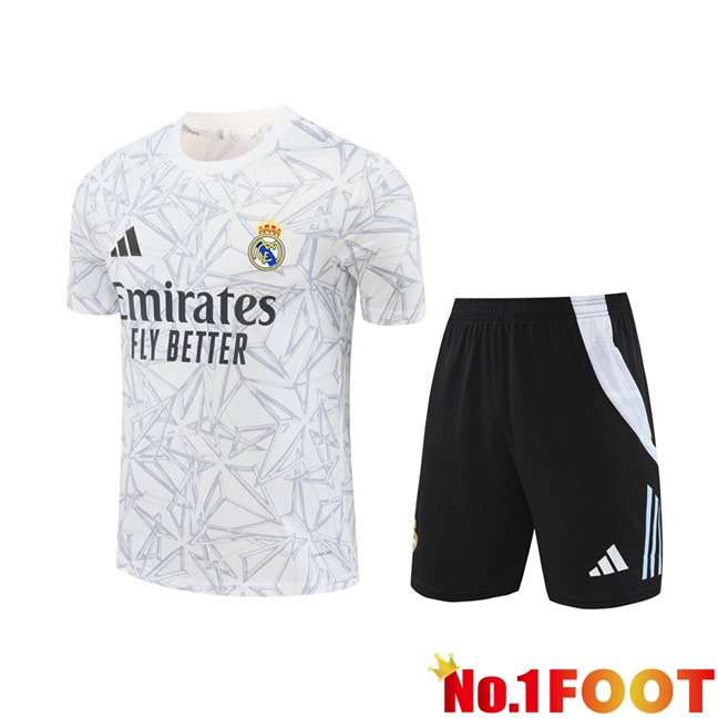 Real Madrid kit Training T Shirt + Shorts White 2024/2025