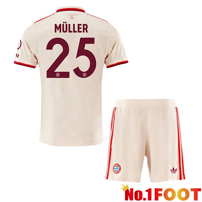 Bayern Munich (Müller 25) Kids Third Soccer Jersey Yellow 2024/2025