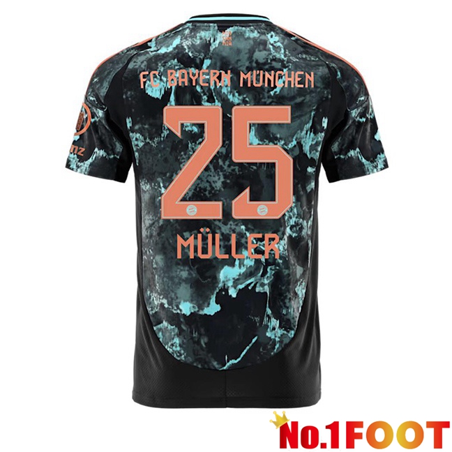 Bayern Munich (Müller 25) Away Soccer Jersey Black 2024/2025