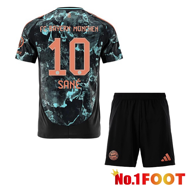 Bayern Munich (Sané 10) Kids Away Soccer Jersey Black 2024/2025