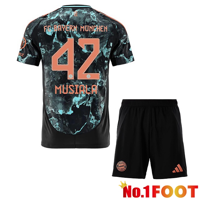 Bayern Munich (Musiala 42) Kids Away Soccer Jersey Black 2024/2025