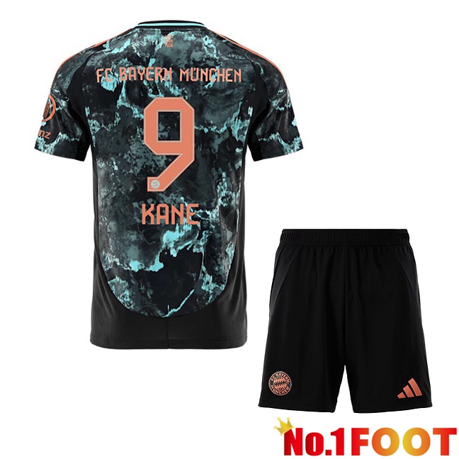 Bayern Munich (Kane 9) Kids Away Soccer Jersey Black 2024/2025