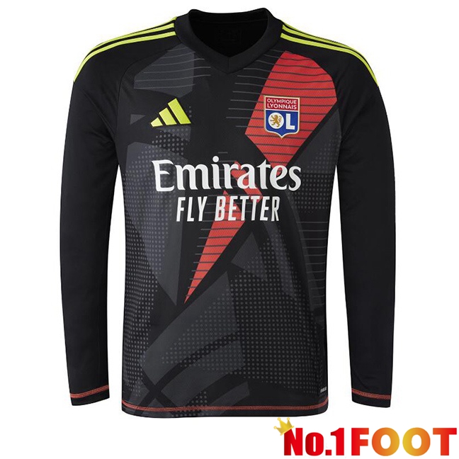 lyon OL Goalkeeper Soccer Jersey Long sleeve Black 2024/2025