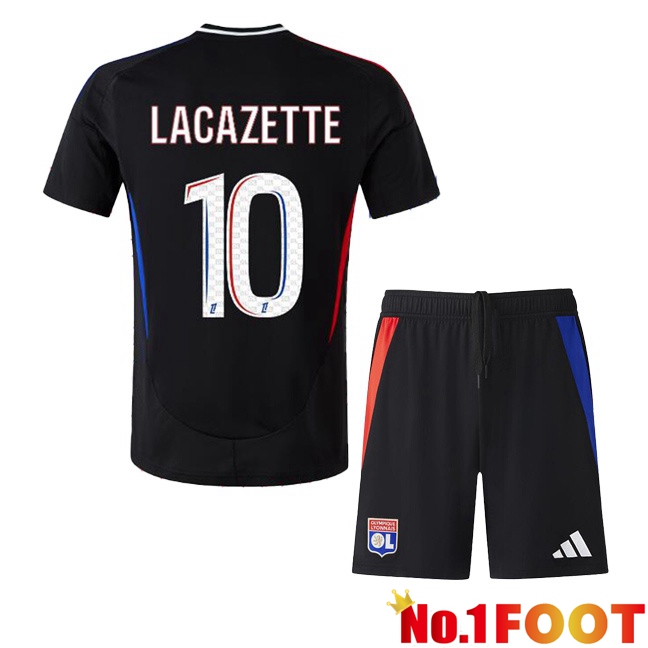 lyon OL (LACAZETTE 10) Kids Away Soccer Jersey Black 2024/2025