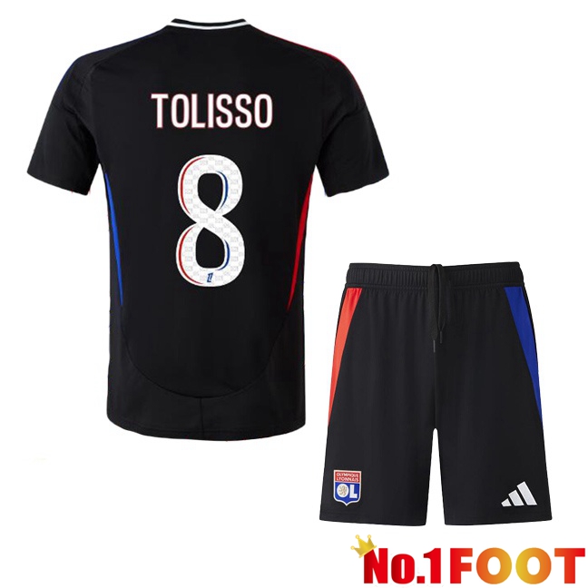 lyon OL (TOLISSO 8) Kids Away Soccer Jersey Black 2024/2025