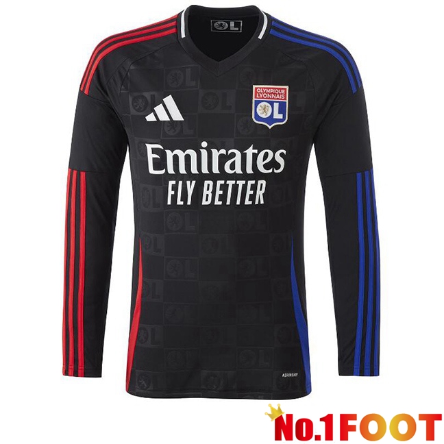 lyon OL Away Soccer Jersey Long sleeve Black 2024/2025