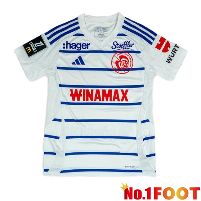 RC Strasbourg Alsace Away Soccer Jersey White 2024/2025