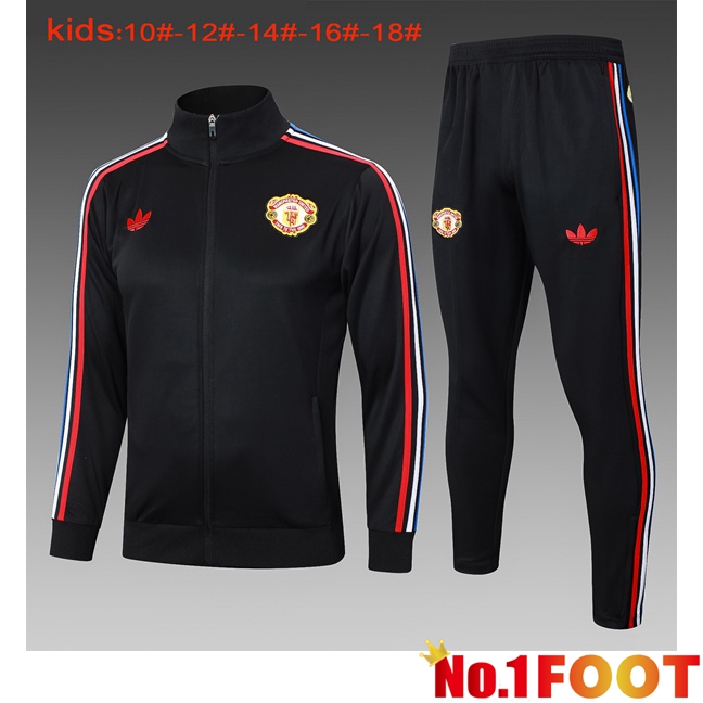 kit Training Jacket Suit Manchester United Kids Black 2024/2025