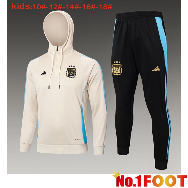 Argentina Kids Training Tracksuit Hoodie Yellow 2024/2025 - Click Image to Close