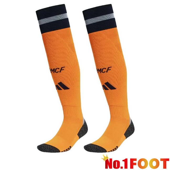 Real Madrid Away Soccer Socks Orange 2024/2025