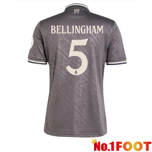 Real Madrid (Bellingham 5) Third Soccer Jersey Grey 2024/2025