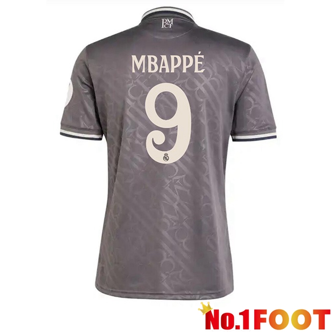 Real Madrid (Mbappé 9) Third Soccer Jersey Grey 2024/2025