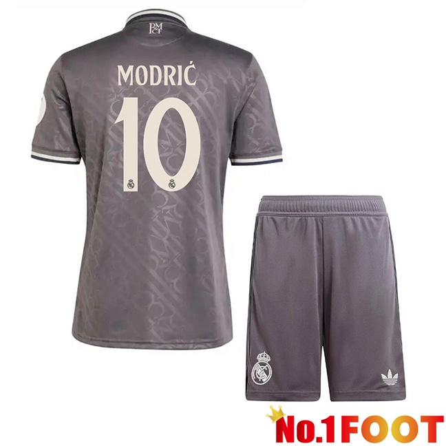 Real Madrid (Modrić 10) Kids Third Soccer Jersey Grey 2024/2025