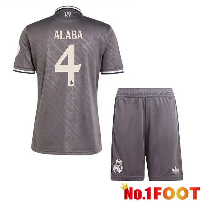 Real Madrid (Alaba 4) Kids Third Soccer Jersey Grey 2024/2025