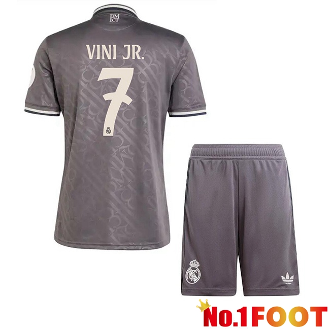 Real Madrid (Vini Jr. 7) Kids Third Soccer Jersey Grey 2024/2025