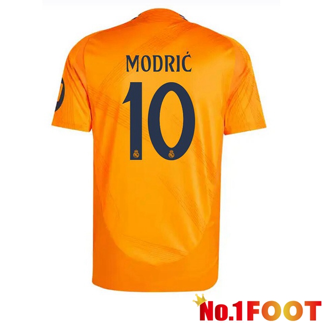 Real Madrid (Modrić 10) Away Soccer Jersey Orange 2024/2025