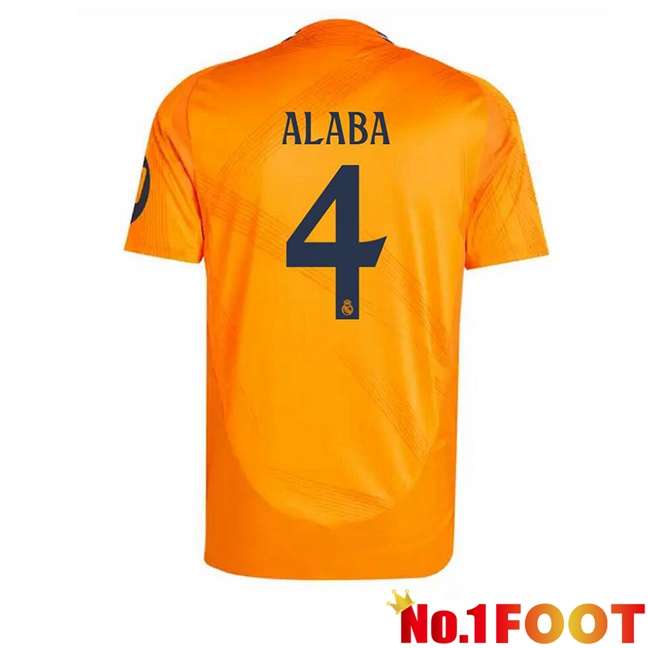 Real Madrid (Alaba 4) Away Soccer Jersey Orange 2024/2025