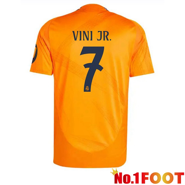 Real Madrid (Vini Jr. 7) Away Soccer Jersey Orange 2024/2025