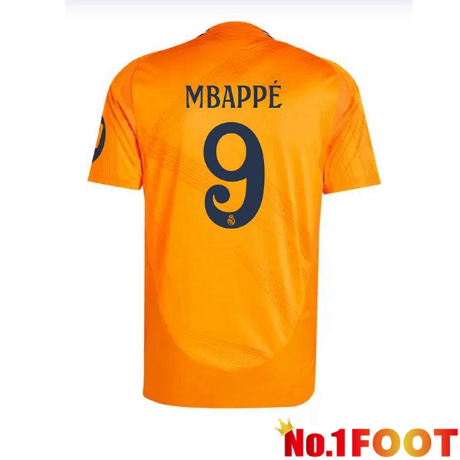 Real Madrid (Mbappé 9) Away Soccer Jersey Orange 2024/2025