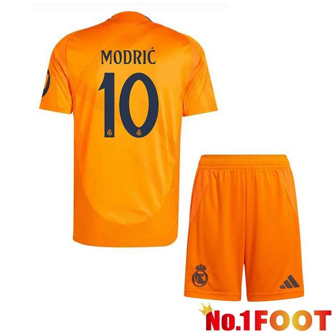 Real Madrid (Modrić 10) Kids Away Soccer Jersey Orange 2024/2025