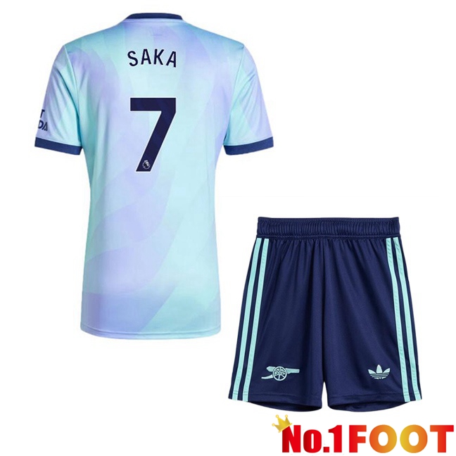 Arsenal (SAKA 7) Kids Third Soccer Jersey Blue 2024/2025