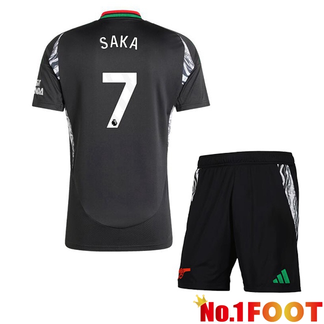 Arsenal (SAKA 7) Kids Away Soccer Jersey Black 2024/2025