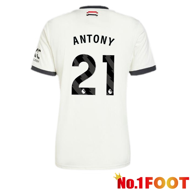 Manchester United (Antony 21) Third Soccer Jersey White 2024/2025