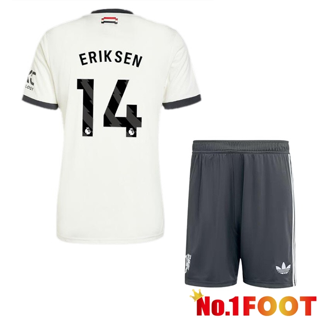 Manchester United (Eriksen 14) Kids Third Soccer Jersey White 2024/2025