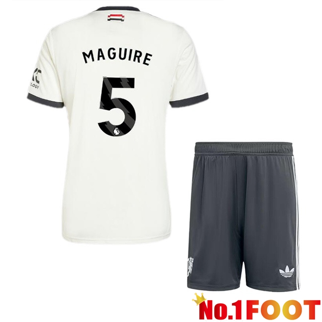 Manchester United (Maguire 5) Kids Third Soccer Jersey White 2024/2025