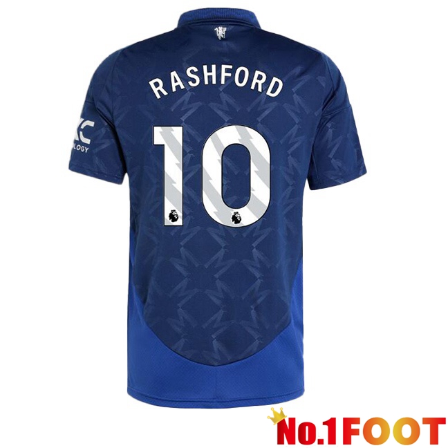 Manchester United (Rashford 10) Away Soccer Jersey Blue 2024/2025 - Click Image to Close