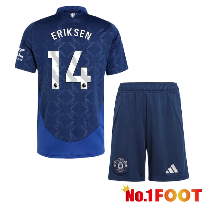 Manchester United (Eriksen 14) Kids Away Soccer Jersey Blue 2024/2025