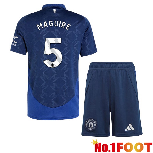 Manchester United (Maguire 5) Kids Away Soccer Jersey Blue 2024/2025