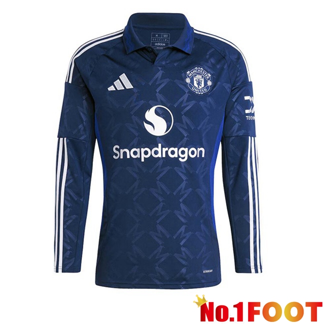 Manchester United Away Soccer Jersey Long sleeve Blue 2024/2025