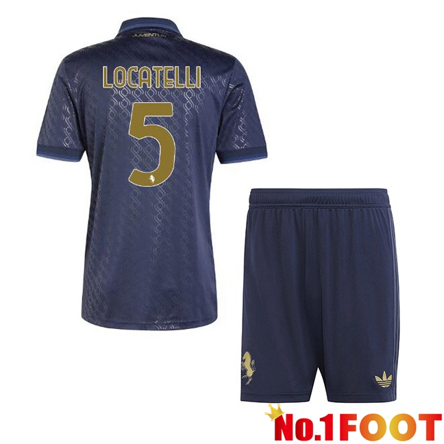 Juventus (LOCATELLI 5) Kids Third Soccer Jersey Blue Royal 2024/2025