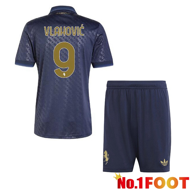 Juventus (VLAHOVIĆ 9) Kids Third Soccer Jersey Blue Royal 2024/2025 - Click Image to Close