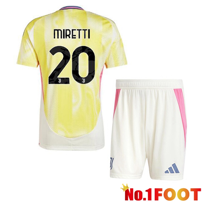 Juventus (MIRETTI 20) Kids Away Soccer Jersey Yellow 2024/2025