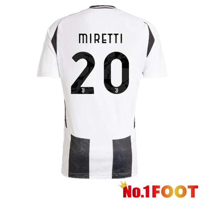 Juventus (MIRETTI 20) Home Soccer Jersey Black White 2024/2025