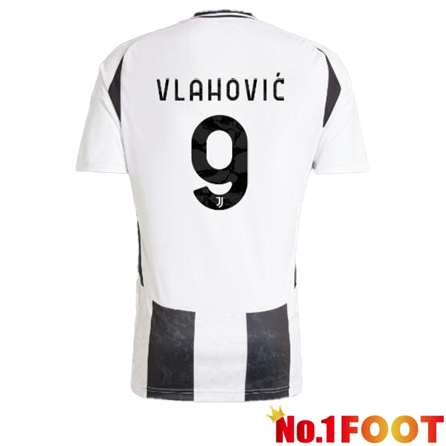 Juventus (VLAHOVIĆ 9) Home Soccer Jersey Black White 2024/2025