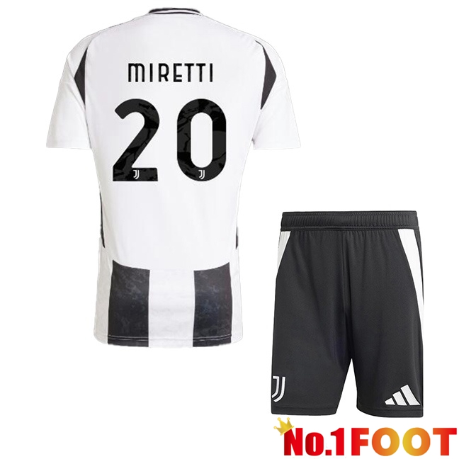 Juventus (MIRETTI 20) Kids Home Soccer Jersey Black White 2024/2025