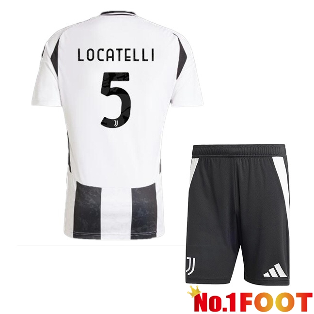 Juventus (LOCATELLI 5) Kids Home Soccer Jersey Black White 2024/2025