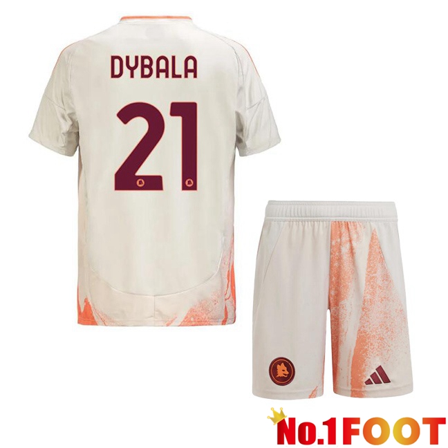 AS Rome (DYBALA 21) Kids Away Soccer Jersey White 2024/2025