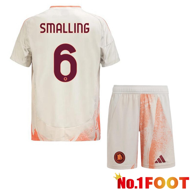 AS Rome (SMALLING 6) Kids Away Soccer Jersey White 2024/2025