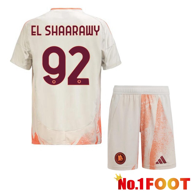 AS Rome (EL SHAARAWY 92) Kids Away Soccer Jersey White 2024/2025